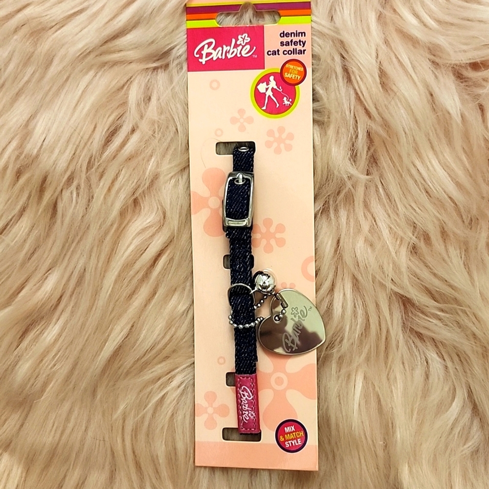 Y2K FIND!! NANCO BARBIE DENIM SAFETY CAT COLLAR-S